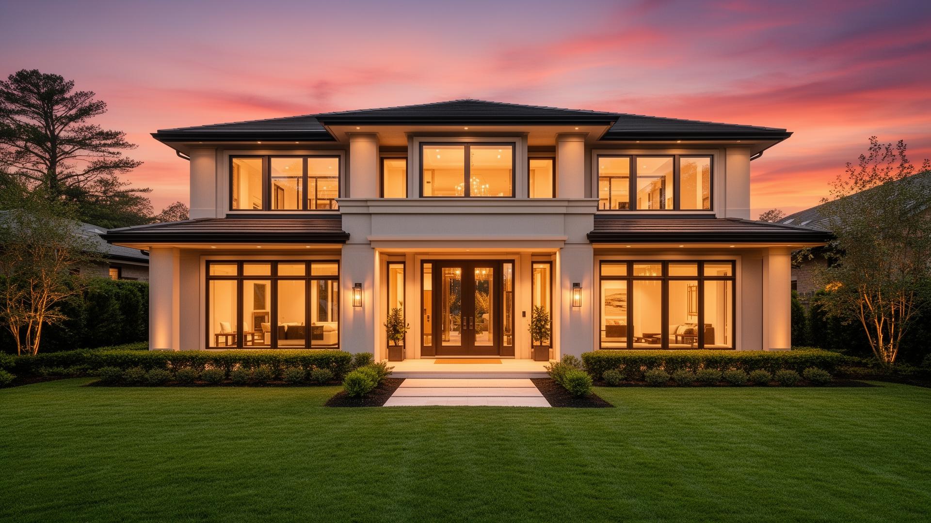 Luxury home at sunset